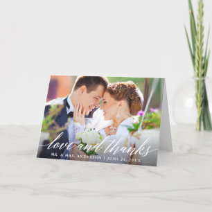 Love and Thanks Modern Calligraphy Wedding Fold Thank You Card