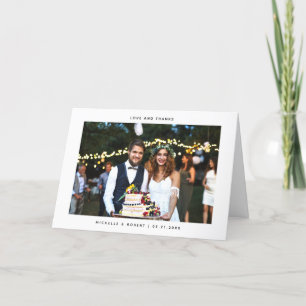 Love and Thanks Modern Minimalist Wedding Photo Thank You Card