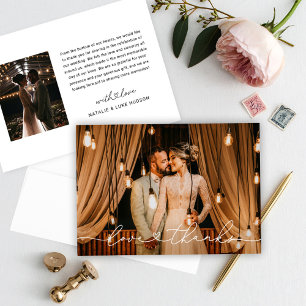 Love and Thanks Modern Personalised Wedding Photo Thank You Card