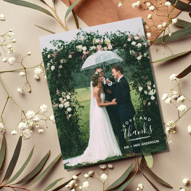 Love and Thanks Modern Photo Wedding Thank You (Creator Uploaded)