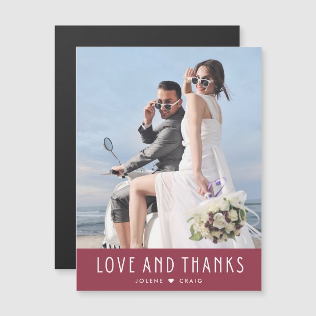 Love and Thanks Modern Photo Wedding Thank You (Front/Back)