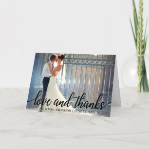 Love and Thanks Modern Wedding Mr. and Mrs. Fold Thank You Card