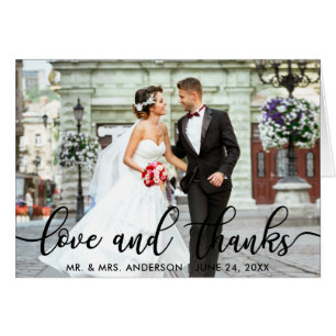 Love and Thanks Modern Wedding Photo Note