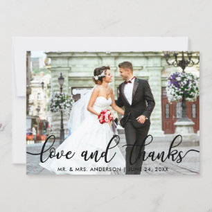 Love and Thanks Modern Wedding Photo Thank You SB