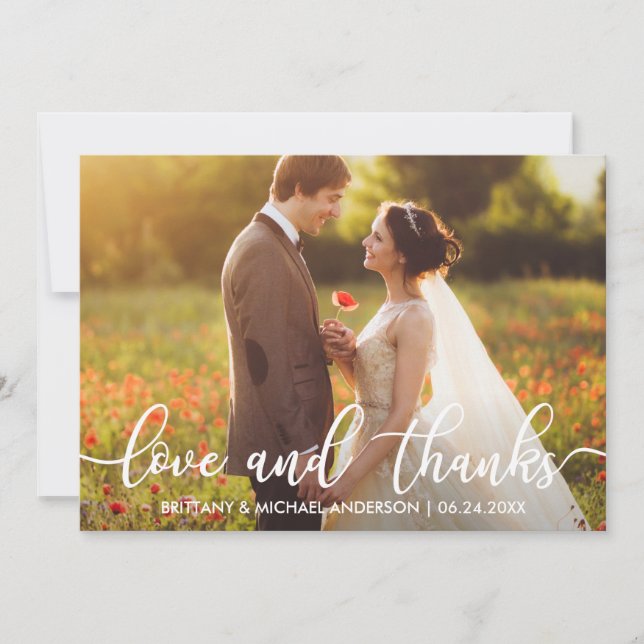 Love and Thanks Modern Wedding Thank You Photo (Front)