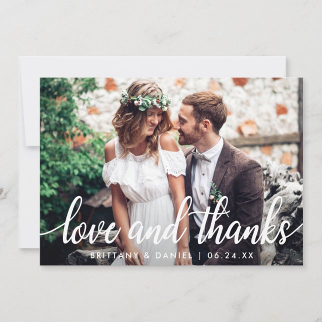 Love and Thanks Modern Wedding Thank You Photo (Front)