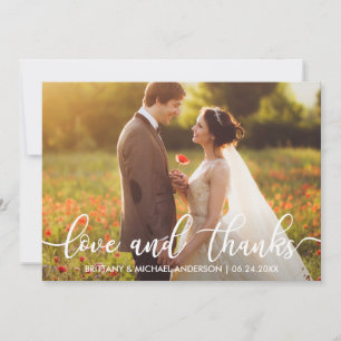 Love and Thanks Modern Wedding Thank You Photo Card