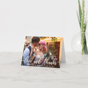 Love and Thanks   Modern Wedding Thank You Photo N Card