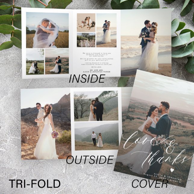 Love and thanks multi photo wedding thank you card (Creator Uploaded)