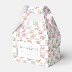 Love and Thanks Peony Pink Watercolor Floral Favour Box