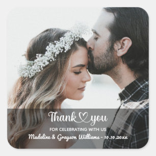 Love And Thanks Personalized Custom Photo Wedding Square Sticker