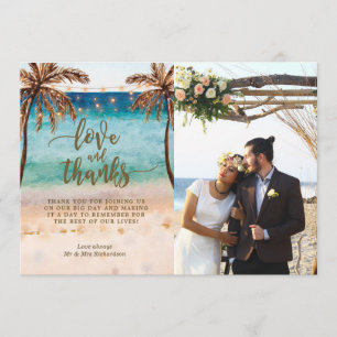 love and thanks photo card boho beach tropical