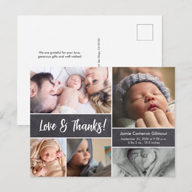Love and Thanks Photo Collage Baby Shower  Postcard (Front/Back)
