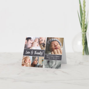 Love and Thanks Photo Collage Baby Shower  Thank You Card