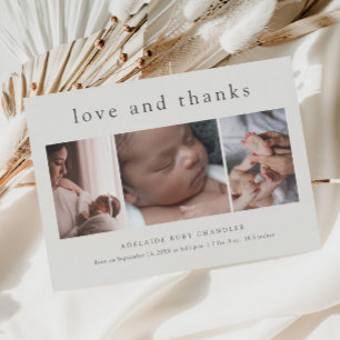 Love and Thanks Photo Collage New Baby Thank You Postcard
