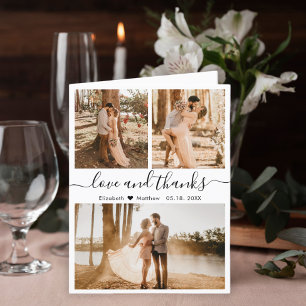 Love and Thanks Photo Collage Wedding Thank You Card