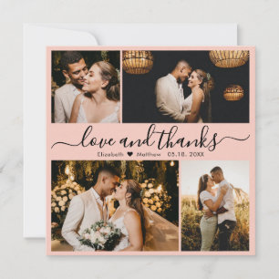 Love and Thanks Photo Collage Wedding  Thank You Card