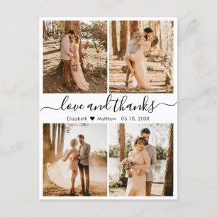 Love and Thanks Photo Collage Wedding Thank You Po Postcard