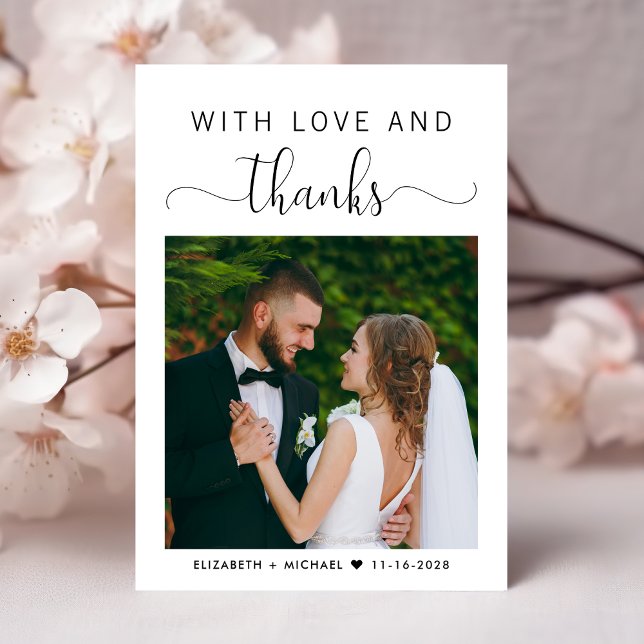 Love And Thanks Photo Wedding Thank You Card (Creator Uploaded)