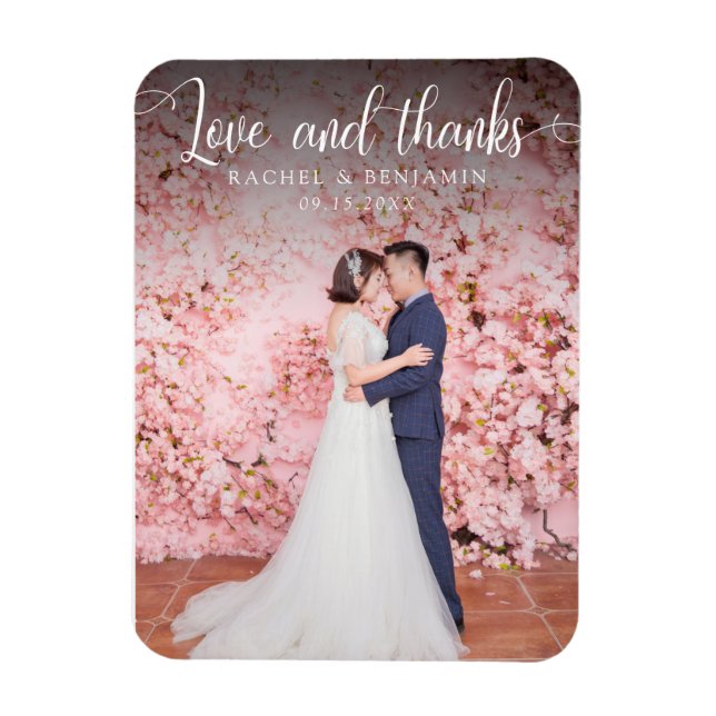 Love and thanks Photo Wedding Thank you Elegant Magnet (Vertical)