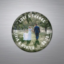 Love and Thanks Photo Wedding Thank You Favours Magnet