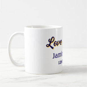 Love and thanks purple orange couple name date coffee mug