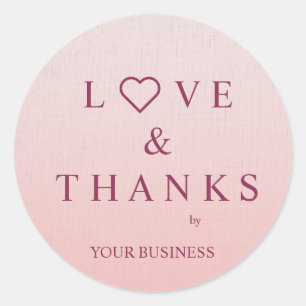 Love and Thanks Quote with Heart in Burgundy Classic Round Sticker