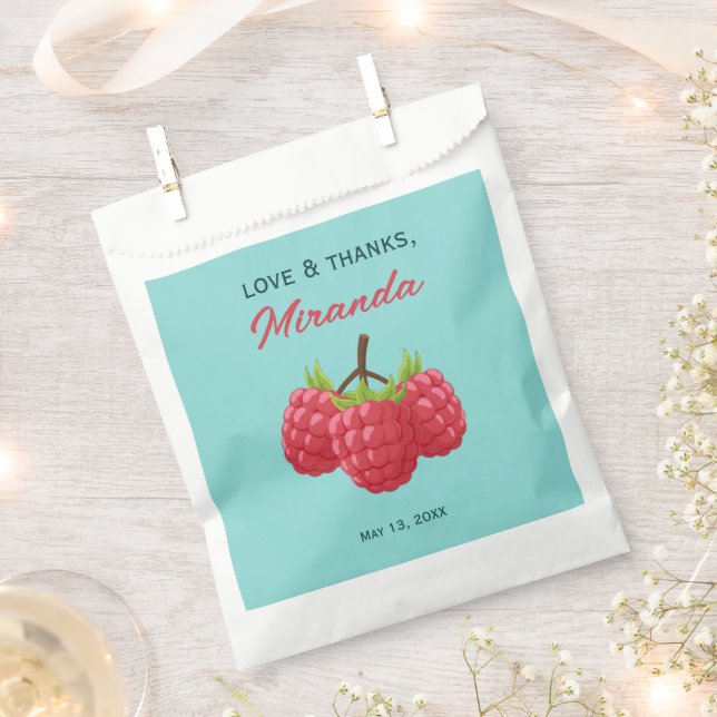 Love and Thanks Raspberry Custom  Favour Bags (Clipped)
