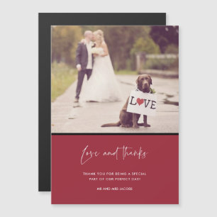 Love and Thanks Red Wedding Photo Thank You