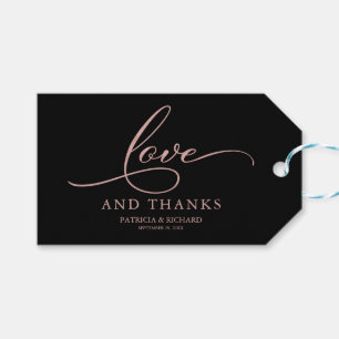Love and Thanks Rose Gold Foil Wedding Favour Tags