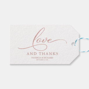Love and Thanks Rose Gold Foil Wedding Favour Tags
