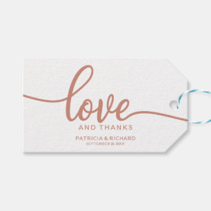Love and Thanks - Rose Gold Wedding Favour Tags