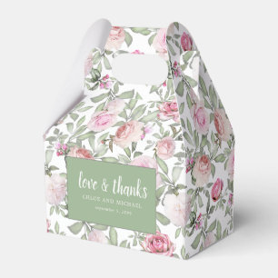 Love and Thanks Rose Pink Watercolor Floral Favour Box