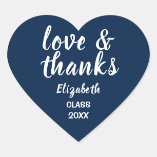 Love and Thanks Royal Blue Graduation Sticker