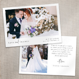 Love and Thanks Script 2 Photo Wedding Card
