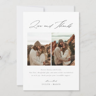 Love and Thanks Script 6 Photo Collage Wedding Thank You Card