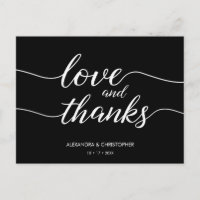 Love and Thanks Script Black and White Wedding