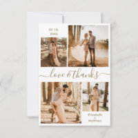 Love and Thanks Script Gold White Collage Wedding