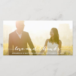 Love and Thanks Script Overlay Wedding Thank You Card