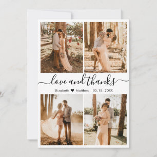 Love and Thanks Script Photo Collage Wedding Thank Thank You Card