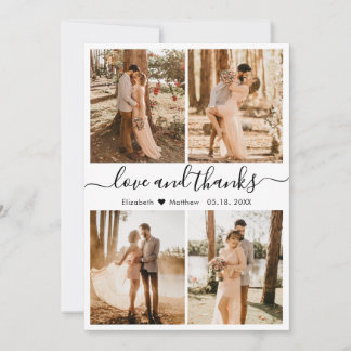 Love and Thanks Script Photo Collage Wedding Thank Thank You Card