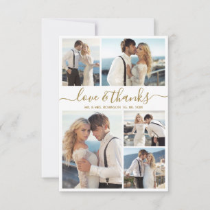Love and Thanks Script Photo Collage Wedding Thank Thank You Card