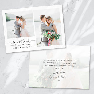 Love and thanks Script Photo Wedding Thank You Card