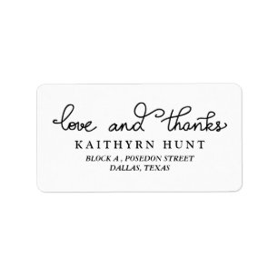 Love And Thanks Script Wedding Label