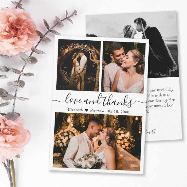 Love and Thanks Script Wedding Photo  Thank You Card (Creator Uploaded)