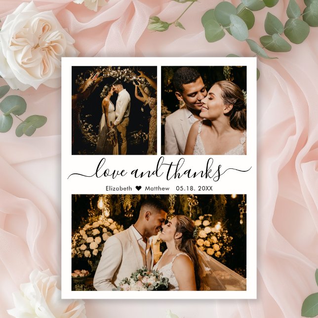 Love and Thanks Script Wedding Photo Thank You Flyer (Creator Uploaded)