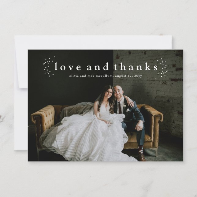 Love and Thanks Simple Photo Wedding Thank You Card (Front)