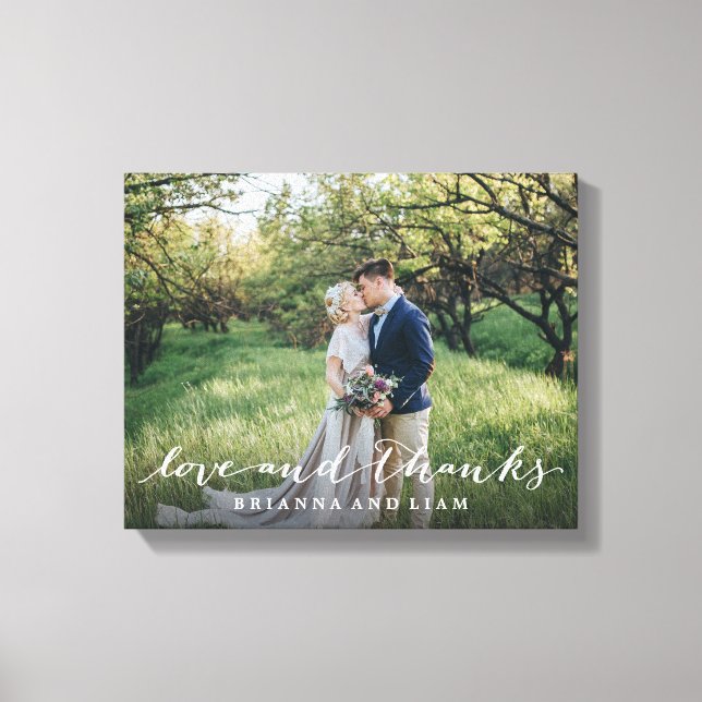 Love and Thanks Simple Script Full Bleed Photo Canvas Print (Front)