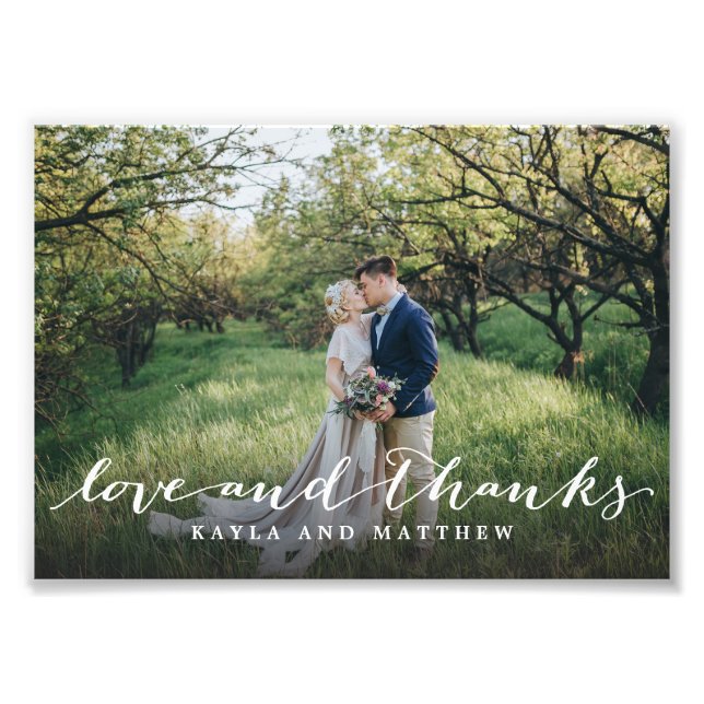 Love and Thanks Simple Script Full Bleed Photo Print (Front)