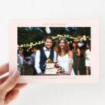 Love and Thanks Simple Wedding Photo Peach Thank You Card<br><div class="desc">Simple and minimalistic wedding thank you card featuring your wedding photo with a white frame with texts around that says "Love and Thanks" and the couple's names and the wedding date. There is a pre-printed message on the back of the card that's editable and another picture can be added as...</div>